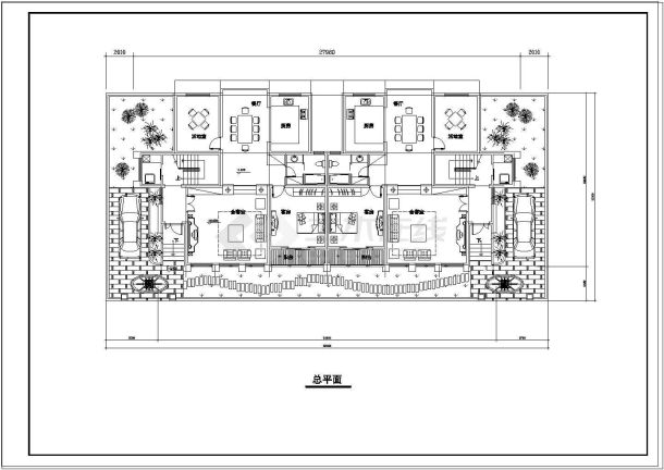 某小区双拼别墅设计(cad)施工图纸-图二