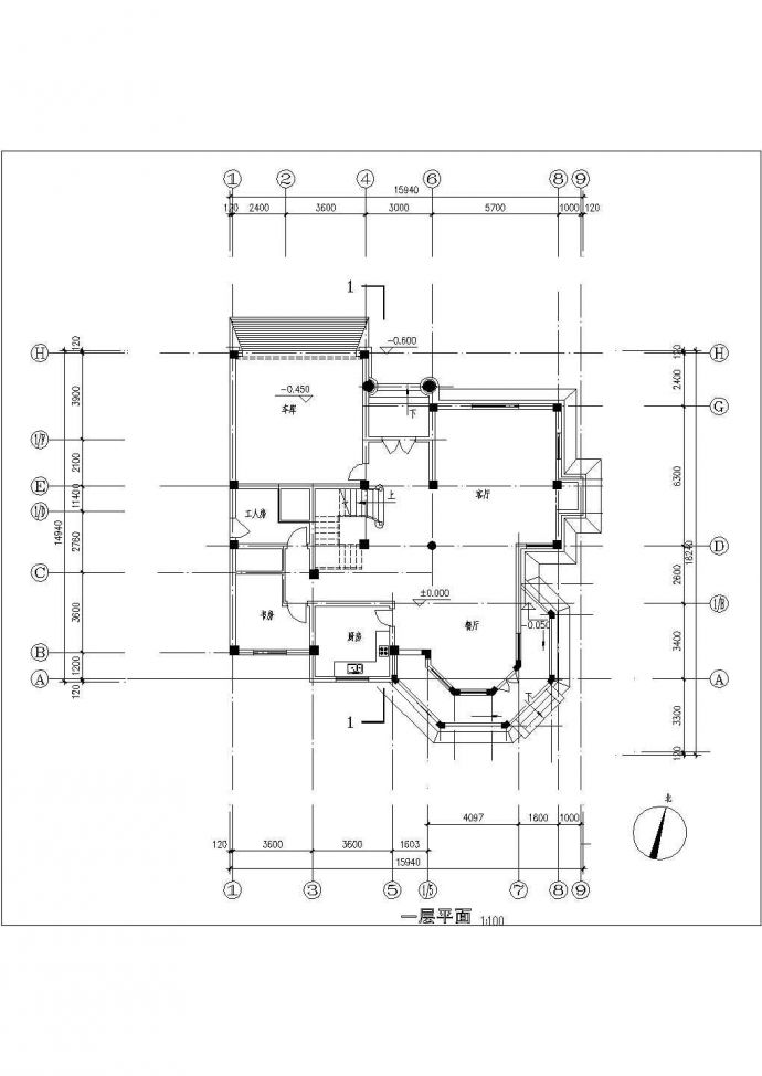 别墅全套建筑结构设计(cad)施工图_图1