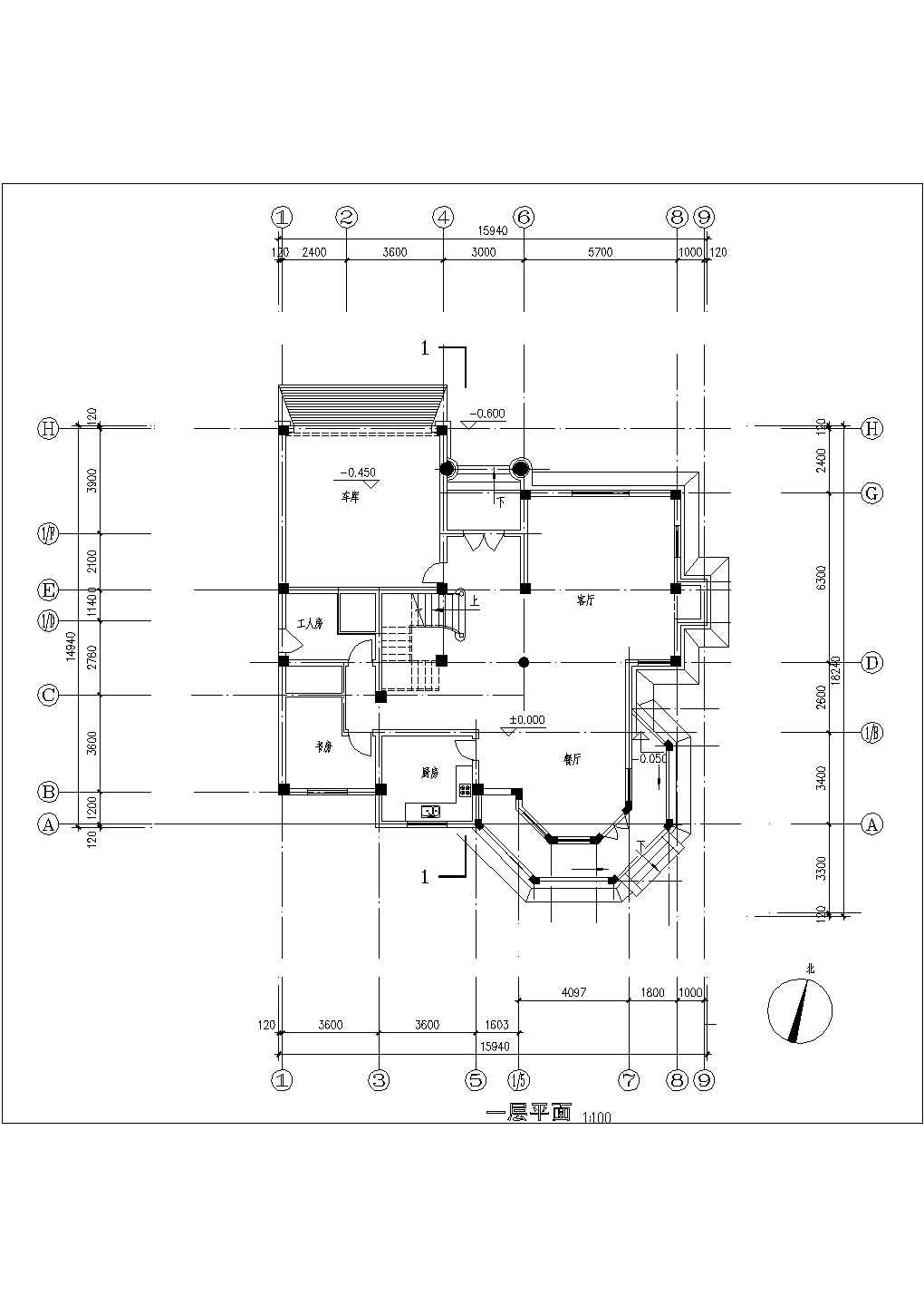 别墅全套建筑结构设计(cad)施工图