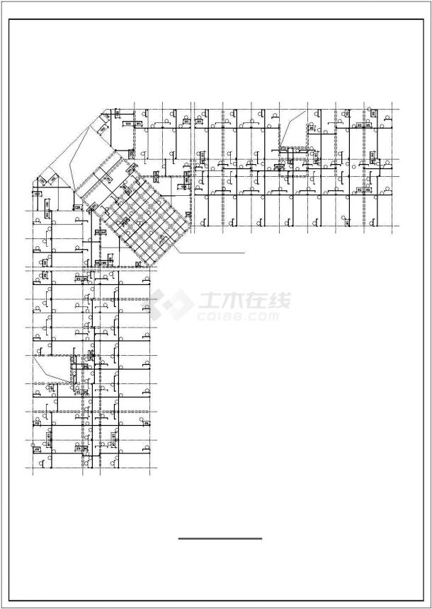 武汉某沿街8千平米左右六层框架商务旅馆结构设计CAD图纸-图一