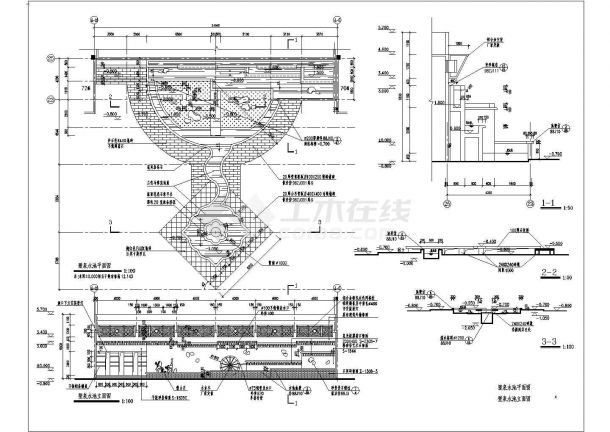 某大型园林广场景观规划设计cad全套施工详图（标注详细）-图二