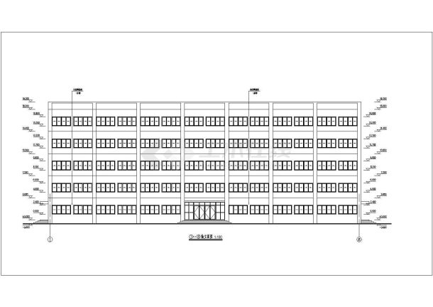 成都市某工厂4300平米五层框架结构办公楼建筑设计CAD图纸-图二