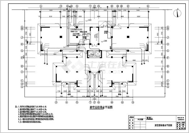 南京某社区7800平米17层框剪住宅楼给排水系统全套设计CAD图纸-图一