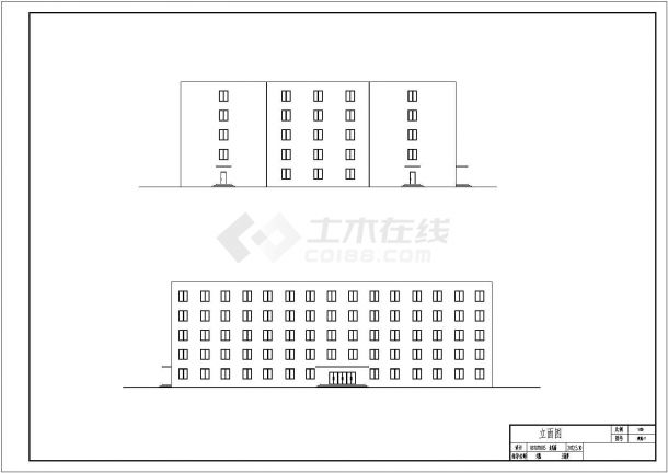 郑州某通信公司1万平米左右5层框架结构办公楼平立剖面设计CAD图纸-图二