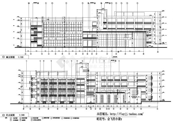 上海某大学5400平米4层大学生活动中心建筑设计CAD图纸-图二