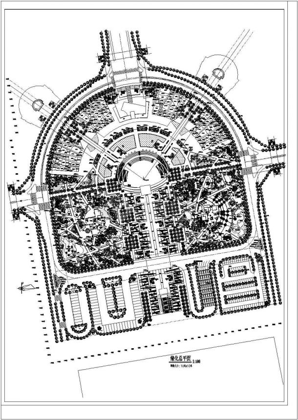 张家界火车站广场绿化规划设计cad施工总平面图（甲级院设计）-图一