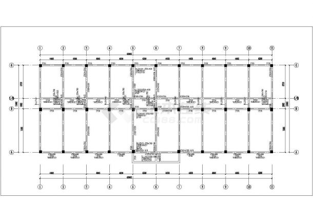 某工厂3100平米左右5层框混结构综合办公楼结构设计CAD图纸-图一