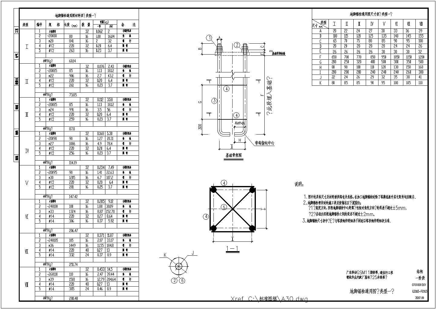 某移动通信25米铁塔结构设计施工图（共13张）