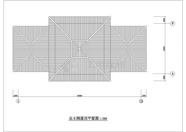 某地区汉代庄王阁设计cad建筑方案图（标注详细）-图一