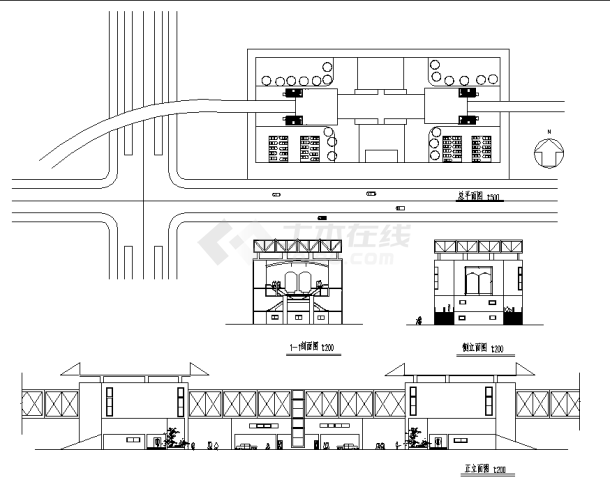 无锡3层高架轻轨车站综合楼建筑设计施工cad图纸-图二
