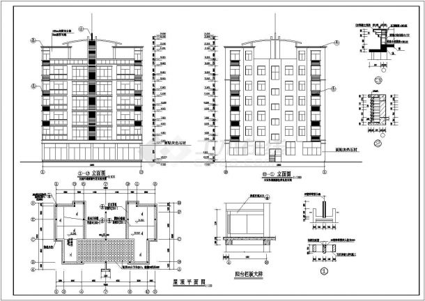 某地上七层框架结构商住楼设计cad全套建筑施工图（ 含结构设计，含给排水设计，含电气设计）-图二