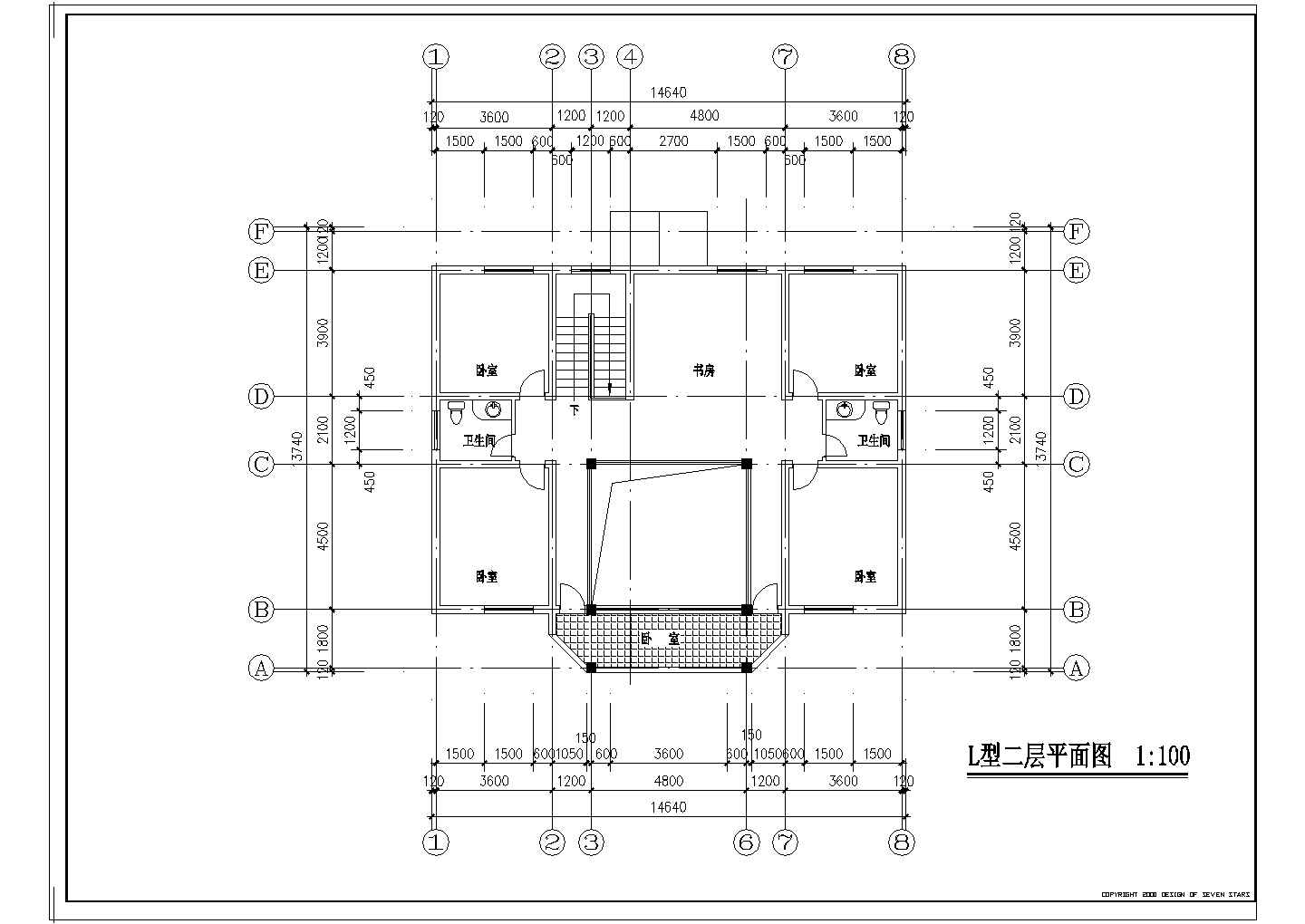 创业农庄L型别墅建筑CAD图纸
