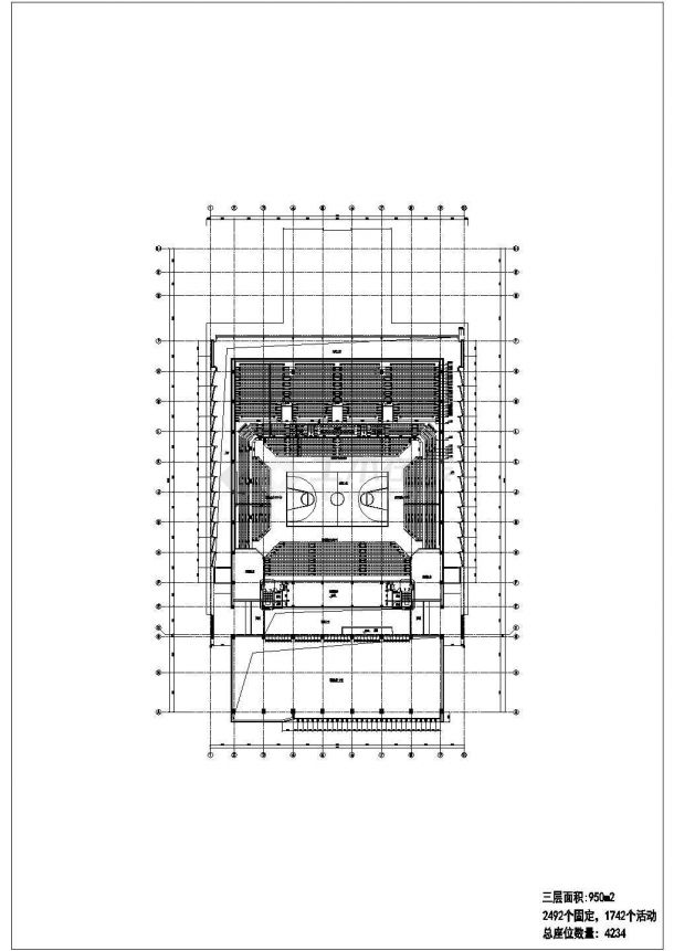 天津师范大学体育馆（多层框架结构）设计cad全套建筑施工图（含结构设计，含给排水设计，含暖通设计，含电气设计）-图二