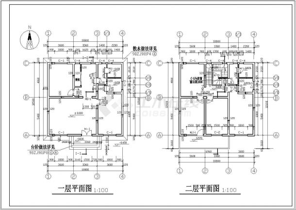 某小别墅全套建筑设计cad图-图二