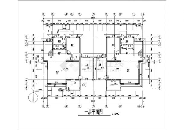 欧式别墅建筑方案基础框架工程详图带效果图-图一