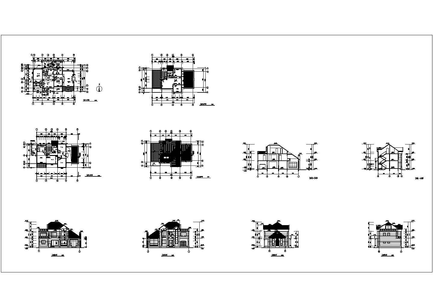 小型三层别墅建施设计cad图