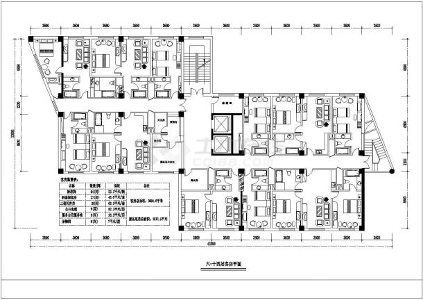 某宾馆平面建筑方案CAD图（共3张）-图二