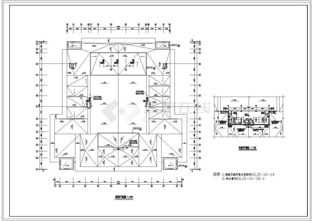 某大学礼堂建筑cad施工图纸-图一