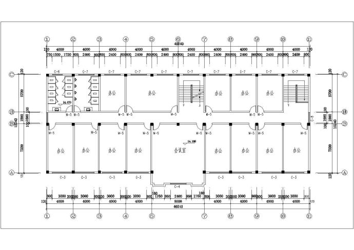 淮安市某工厂3200平米左右五层框架结构办公楼建筑设计CAD图纸_图1