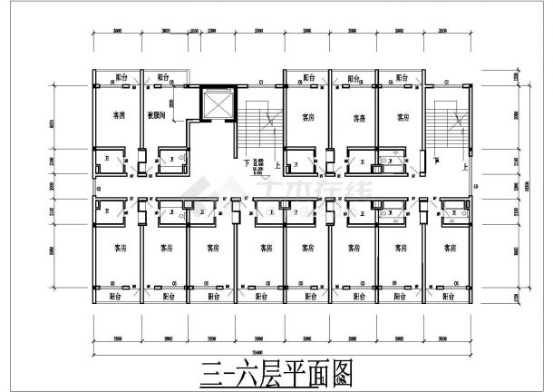 某单位院内多层宾馆设计cad建筑方案图-图二