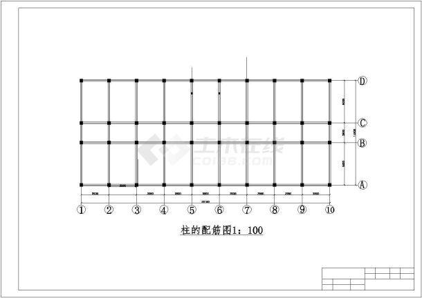 烟台市某工业区3千平米左右6层框混结构办公楼结构设计CAD图纸-图二