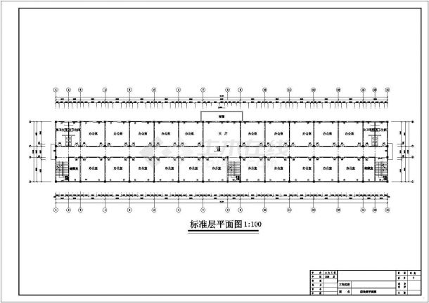 太原市某实业公司7千平米6层框架结构办公楼建筑设计CAD图纸-图二