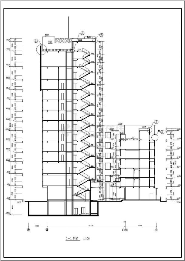 某多层框架结构民航宾馆设计cad全套建施图纸（ 含设计说明）-图二