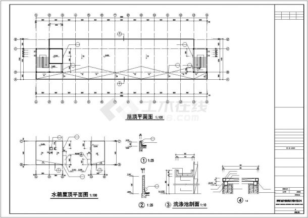 汉中市某中学3100平米6层宿舍楼建筑设计CAD图纸-图二