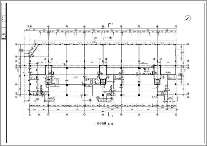 9300平米12层框架结构商住楼建筑设计CAD图纸（底层沿街商铺）_图1