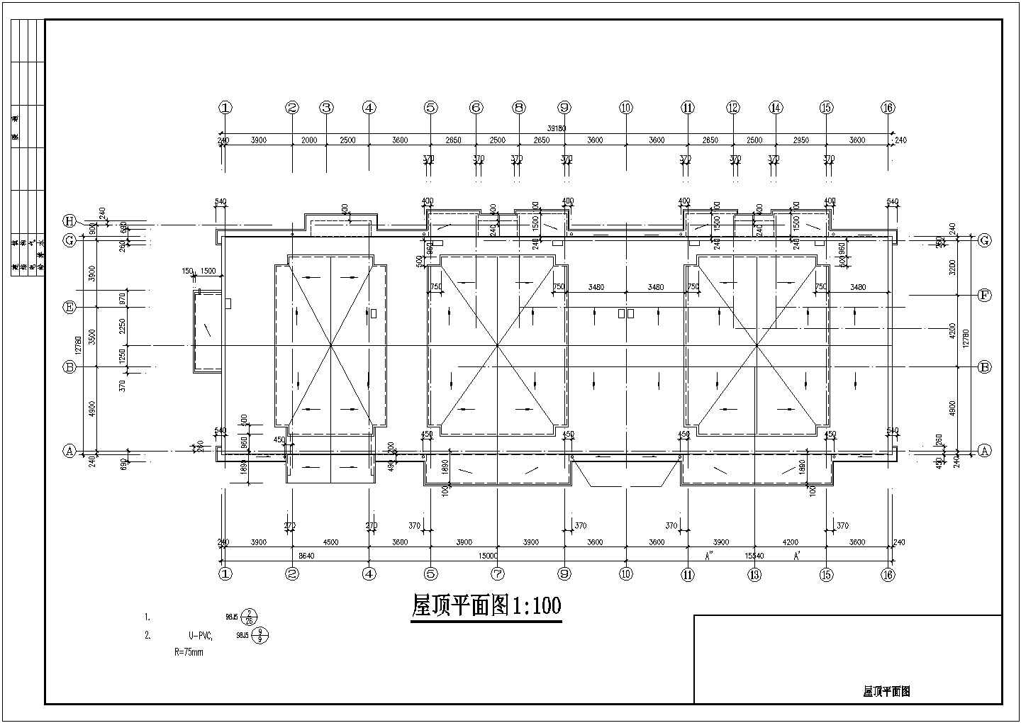 4200平米7层框混结构住宅楼全套建筑设计CAD图纸（含机房层）