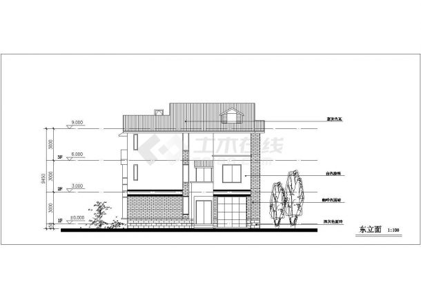 290平米三层砖混结构单体豪华别墅平立剖面设计CAD图纸-图一