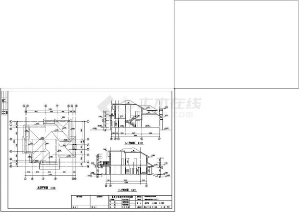 二层美式风格独栋别墅建筑设计施工图-图一