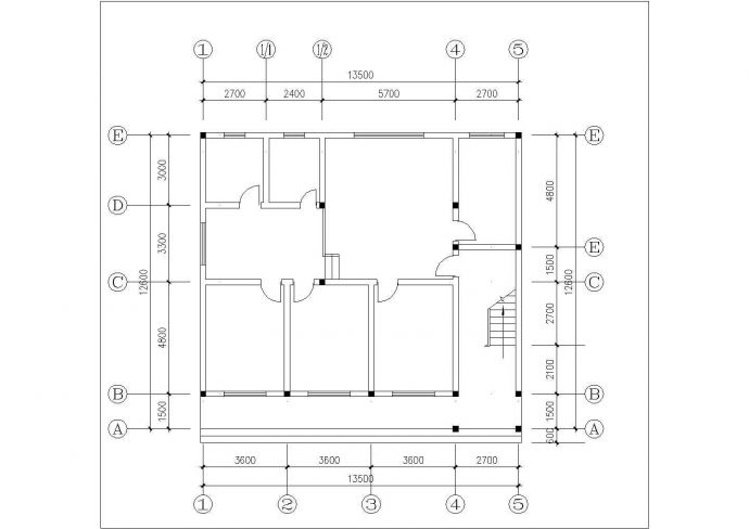 350平米3层砖混结构民居住宅楼平立面设计CAD图纸（1层1户）_图1