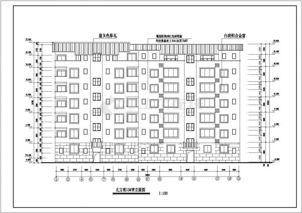 3千平米6层框混结构商住楼建筑设计CAD图纸（底层商铺/含跃层）-图一