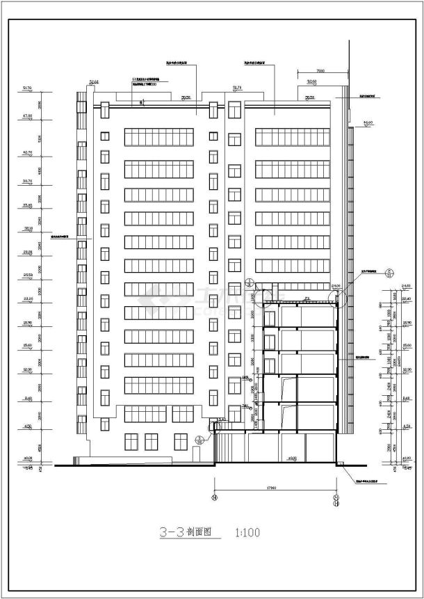 某多层框架结构三星级宾馆设计cad全套建筑施工图（ 含设计说明）-图二