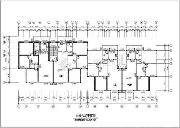 3250平米6层砖混结构商住楼平面设计CAD图纸（含跃层/底层商铺）-图一
