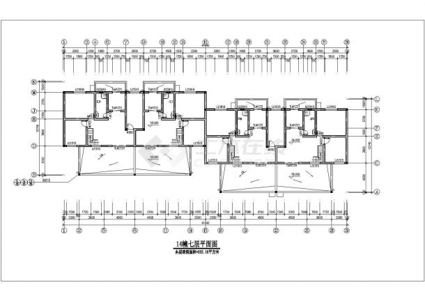 3250平米6层砖混结构商住楼平面设计CAD图纸（含跃层/底层商铺）-图二
