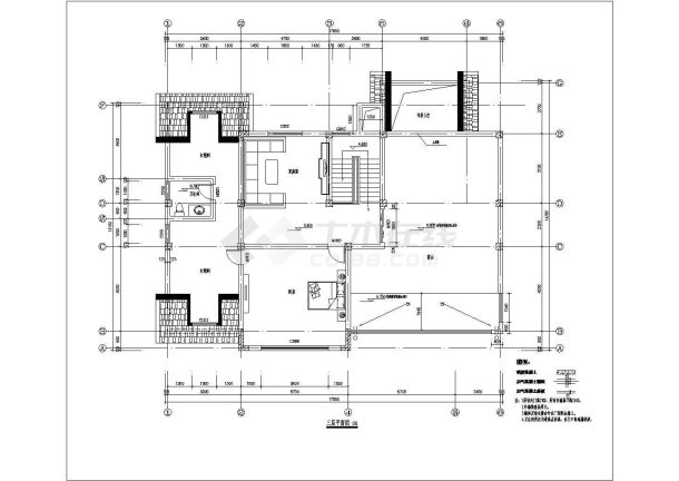 某三层别墅建筑cad设计施工图（含效果图）-图二