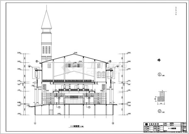 广州某现代化小区2500平米3层框架结构社区活动中心建筑设计CAD图纸-图二