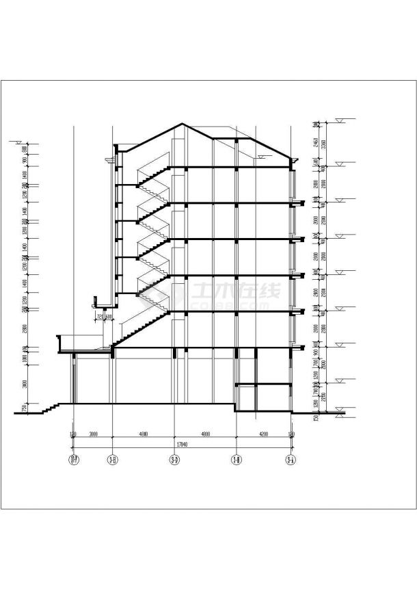 乌鲁木齐市某小区4千平米6层框混商住楼平立剖面设计CAD图纸（含夹层）-图二