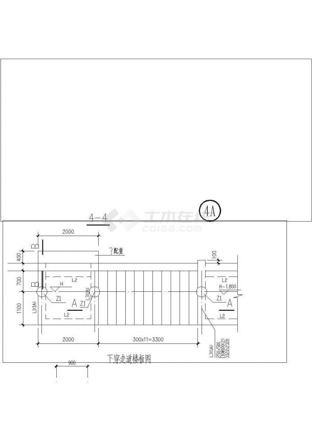 上海某下穿走道建筑设计cad图纸，共四张-图一