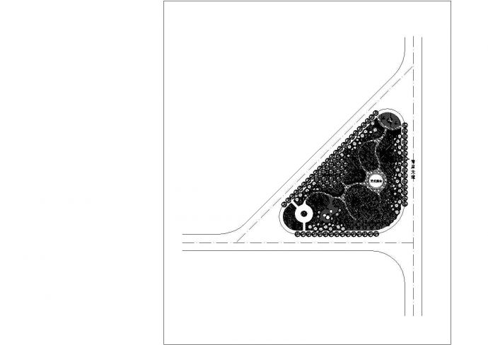 某城际道路交叉口三角岛景观绿化规划设计cad总平面施工图（甲级院设计）_图1