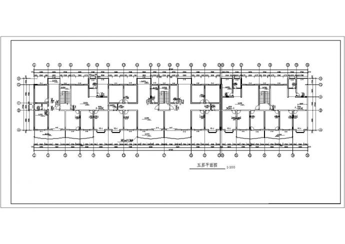 4000平米左右五层砖混结构住宅楼建筑设计CAD图纸（含阁楼和地下室）_图1