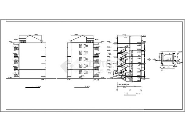 4000平米左右五层砖混结构住宅楼建筑设计CAD图纸（含阁楼和地下室）-图二