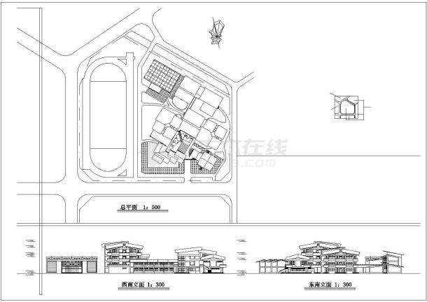 某中学建筑设计CAD图-图一