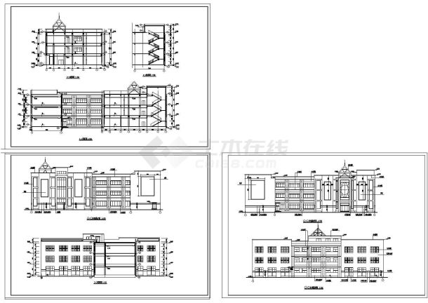 少儿图书馆建筑cad施工图纸-图二