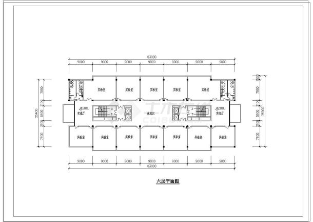 某地方高校综合楼CAD平面布置参考图-图二