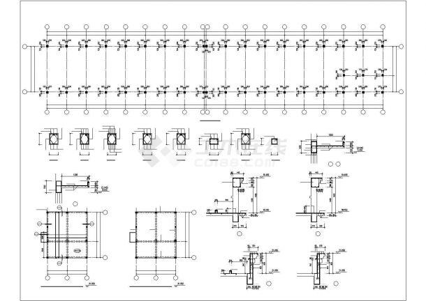 沈阳市某工厂5层车间详细结构设计CAD图纸-图二