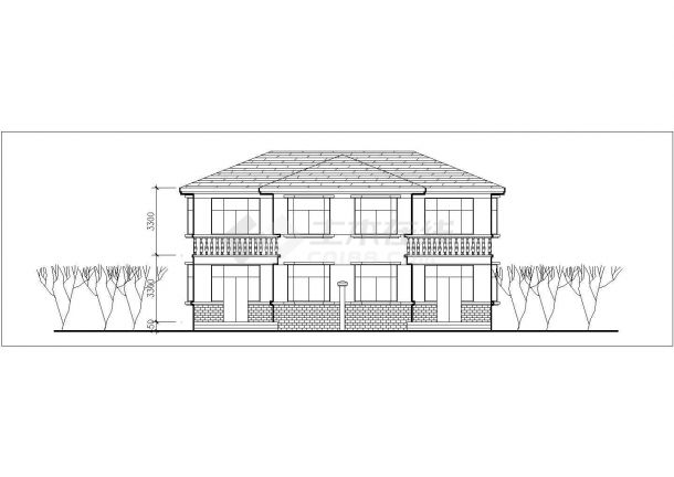 成都某别墅区占地170平米2层砖混结构单体别墅建筑设计CAD图纸-图一