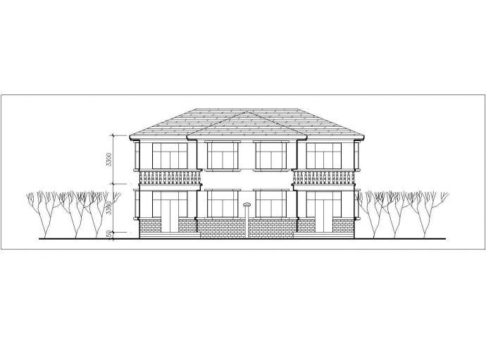 成都某别墅区占地170平米2层砖混结构单体别墅建筑设计CAD图纸_图1